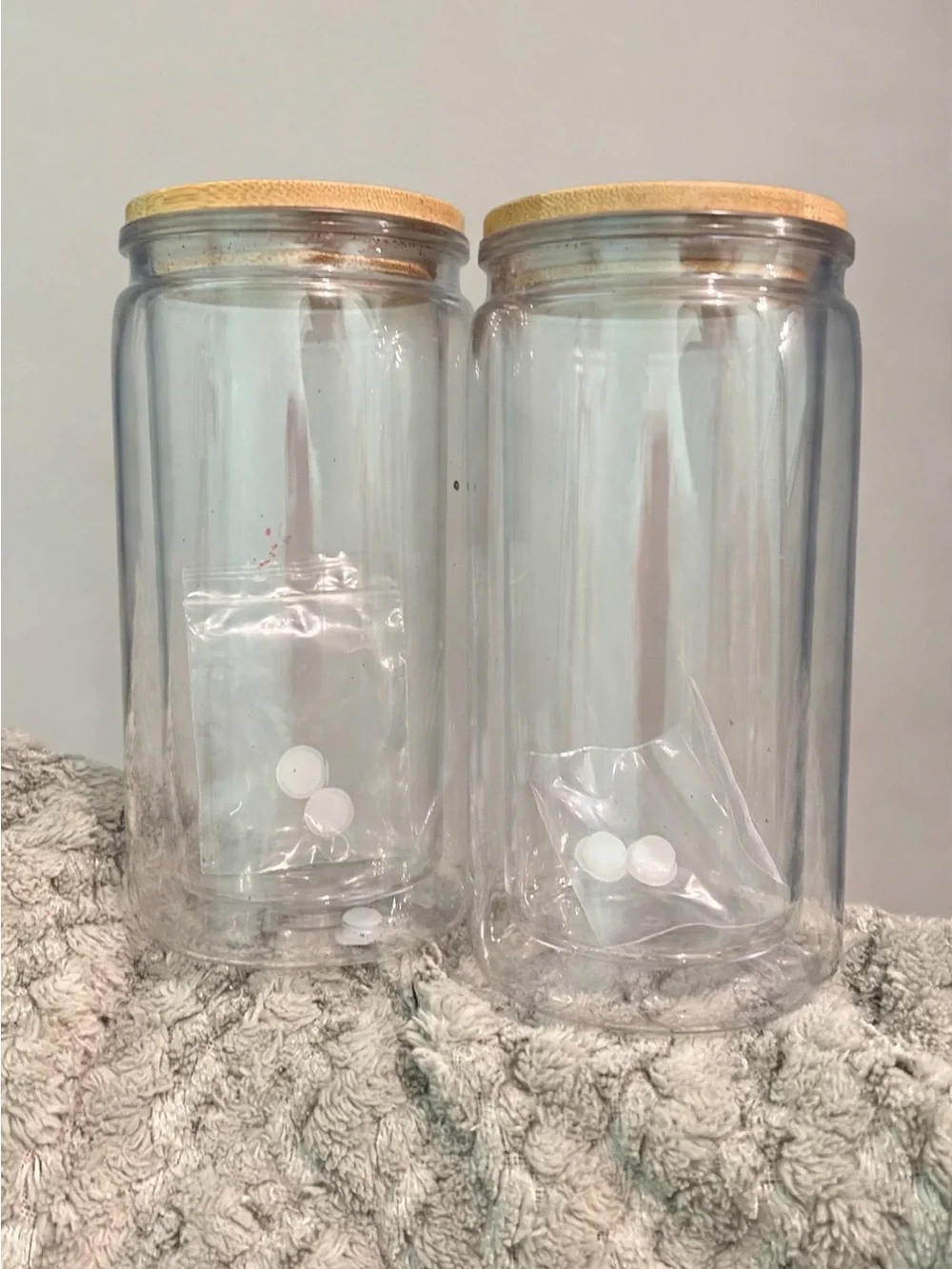 Clear Glass Pantry Jars with Bamboo Lids - Set of 2